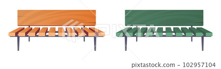 Park bench collection in cartoon style vector illustration isolated on white Park bench collection in cartoon style vector illustration isolated on white 102957104