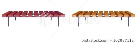 Park bench collection in cartoon style vector illustration isolated on white Park bench collection in cartoon style vector illustration isolated on white 102957112