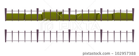 Cartoon metal fence collection vector illustration isolated on white 102957388