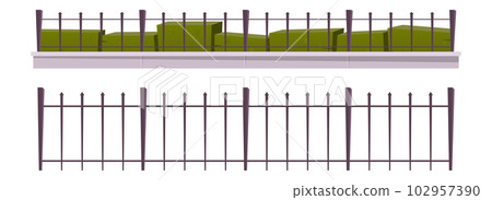 Cartoon metal fence collection vector illustration isolated on white Cartoon metal fence collection vector illustration isolated on white 102957390