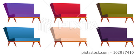 Cartoon sofa and couches collection vector illustration isolated on white 102957410
