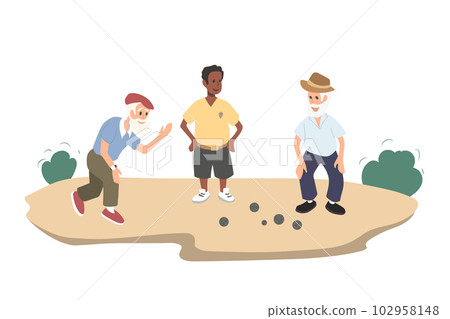 Old people gaming petanque. Grandfather play  102958148