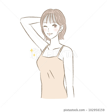 一個有美麗腋窩的年輕女人的插圖 一個有美麗腋窩的年輕女人的插圖 102958159
