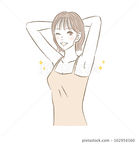 一個面帶微笑的年輕女子的插圖 一個面帶微笑的年輕女子的插圖 102958160