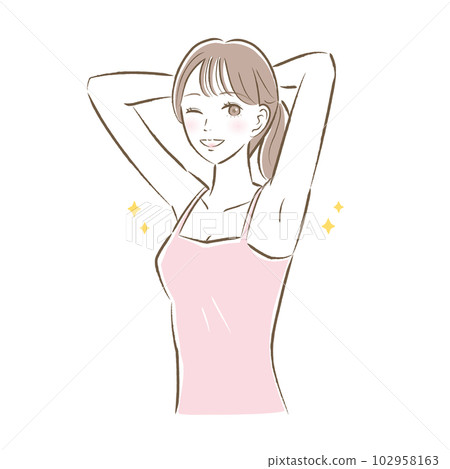 一個面帶微笑的年輕女子的插圖 102958163