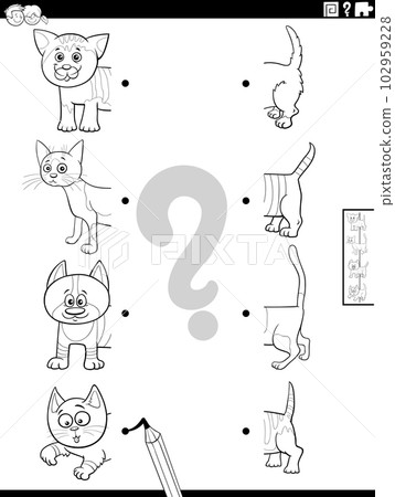 match halves of cats pictures game coloring page match halves of cats pictures game coloring page 102959228