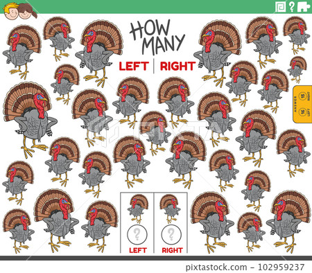 count left and right pictures of cartoon turkey bird count left and right pictures of cartoon turkey bird 102959237