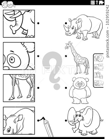 match cartoon wild animals and clippings game coloring page match cartoon wild animals and clippings game coloring page 102959242