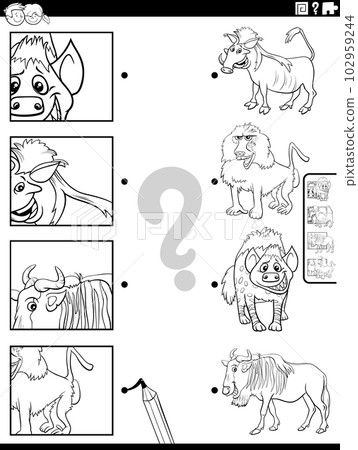 match cartoon animals and clippings game coloring page match cartoon animals and clippings game coloring page 102959244