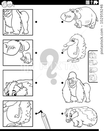 match cartoon wild animals and clippings game coloring page match cartoon wild animals and clippings game coloring page 102959246