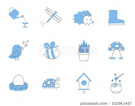 Hand Drawn Doodle Spring Elements Hand Drawn Doodle Spring Elements 102961487