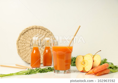 Concept of healthy nutrition and diet with Carrot juice Concept of healthy nutrition and diet with Carrot juice 102963592