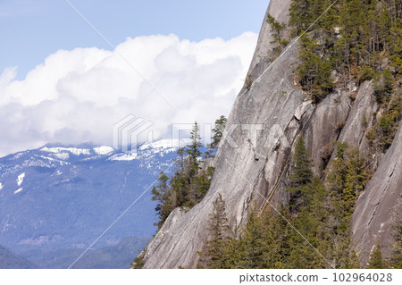 Rocky cliffs on Chief Mountain in Squamish, BC, Canada 102964028