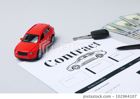 Concept of car purchase and insurance with toy car 102964107