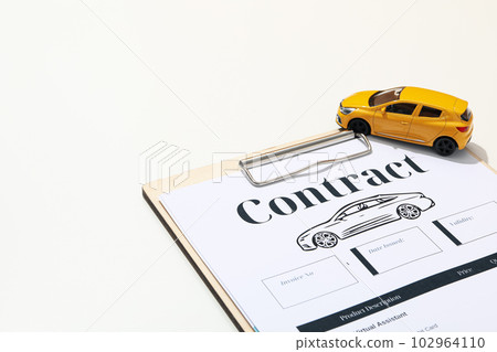 Concept of car purchase and insurance with toy car 102964110