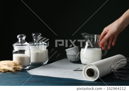 Concept of accessories for cooking and baking - baking paper Concept of accessories for cooking and baking - baking paper 102964212