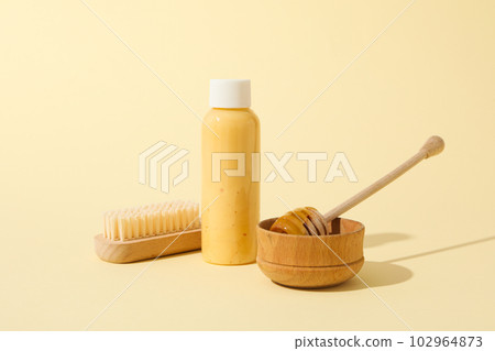Concept of face and skin care supplies - Honey cosmetic 102964873