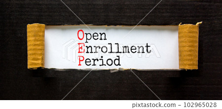 OEP symbol. Concept words OEP Open enrollment period on beautiful white paper. Beautiful white table black background. Medical and OEP Open enrollment period concept. Copy space. OEP symbol. Concept words OEP Open enrollment period on beautiful white paper. Beautiful white table black background. Medical and OEP Open enrollment period concept. Copy space. 102965028