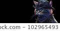A colorful portrait of a steampunk cat on black background. Generative AI 102965493