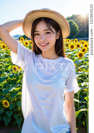 向日葵田日本女人暑假旅行 向日葵田日本女人暑假旅行 102965620