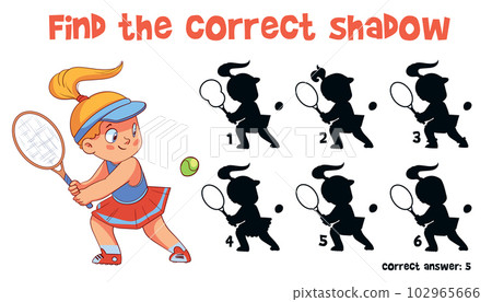 Find the correct shadow. Tennis. Matching game 102965666