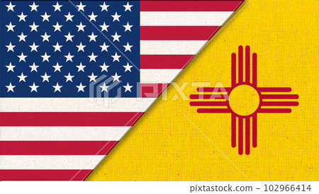 Flags of USA and New Mexico. collaboration of USA and New Mexico. Double flag 102966414