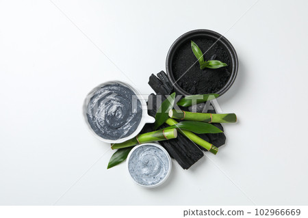Concept of face and skin care - bamboo and charcoal 102966669