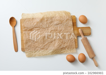 Concept of accessories for cooking and baking - baking paper Concept of accessories for cooking and baking - baking paper 102966981