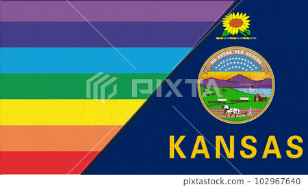 Flags of Kansas and lgbt. sexual concept. flag of sexual minorities Flags of Kansas and lgbt. sexual concept. flag of sexual minorities 102967640