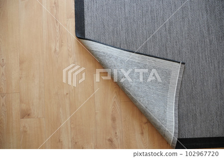 Seamless grey carpet texture background on wooden floor with copy space Seamless grey carpet texture background on wooden floor with copy space 102967720