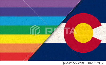 Flags of Colorado and lgbt. sexual concept. flag of sexual minorities Flags of Colorado and lgbt. sexual concept. flag of sexual minorities 102967917