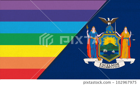 Flags of New York and lgbt. sexual concept. flag of sexual minorities Flags of New York and lgbt. sexual concept. flag of sexual minorities 102967975