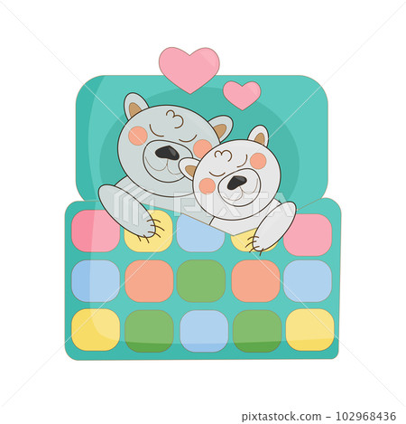 two polar bears in love sleep 102968436