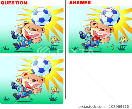 Bear Soccer Player Spot the Difference Quiz 102969516