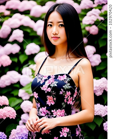 繡球花和女性 102970420