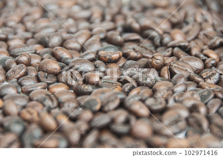 Coffee beans with customizable space for text or ideas. Copy space and coffee concept 102971416