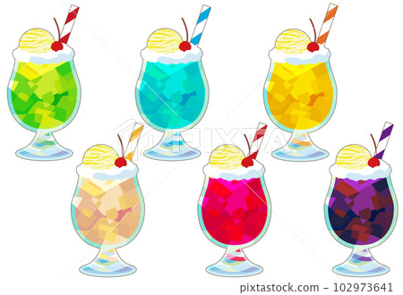 夏季甜品吸管奶油蘇打插圖集 夏季甜品吸管奶油蘇打插圖集 102973641