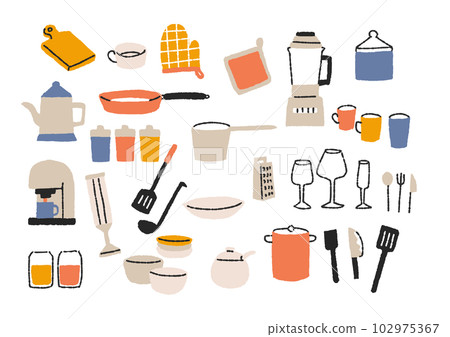 手寫廚房配件套裝暖線圖 102975367
