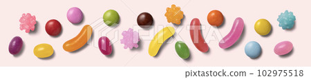 Background texture with jelly beans, gummies and other sweets 102975518