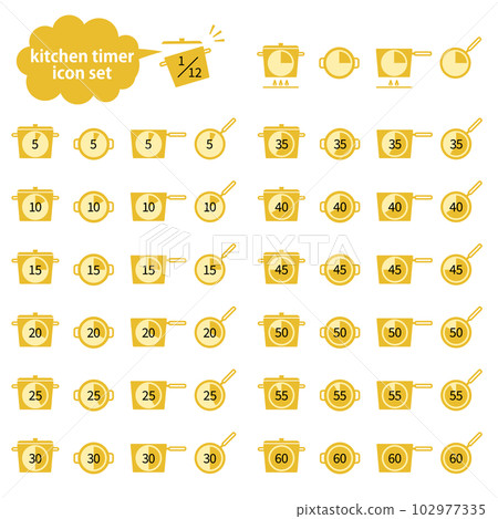 簡單的 5 分鐘廚房計時器矢量圖圖標集（僅限數字） 102977335
