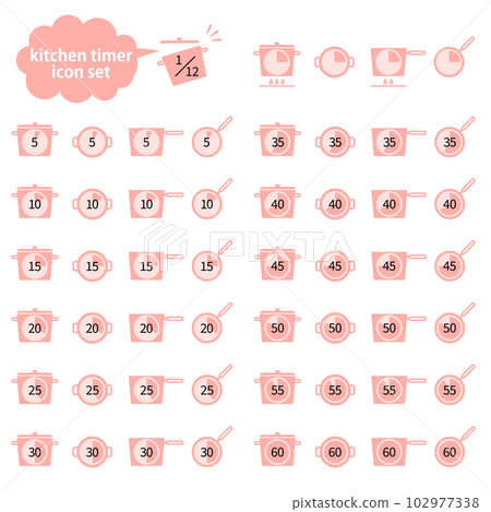 簡單的 5 分鐘廚房計時器矢量圖圖標集（僅限數字） 102977338