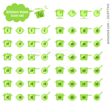 Simple 5 minute kitchen timer vector illustration icon set (numbers only) Simple 5 minute kitchen timer vector illustration icon set (numbers only) 102977341