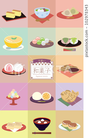 Cute Japanese sweets sweets set 102978343
