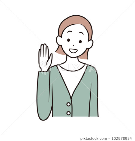 亞洲女人揮手的插圖素材 亞洲女人揮手的插圖素材 102978954