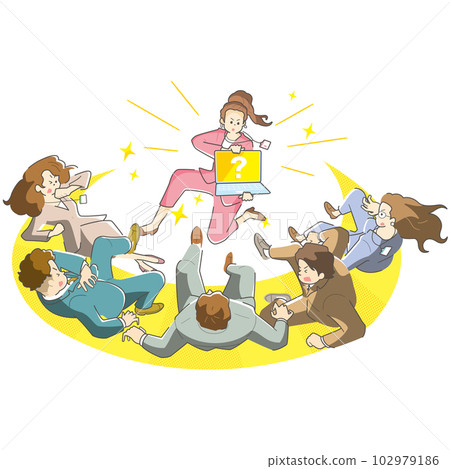 商務人士(女)在做演講時同事們對她的提議感到震驚 商務人士(女)在做演講時同事們對她的提議感到震驚 102979186