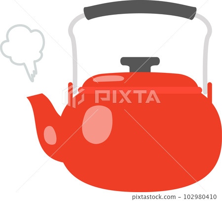 Red round kettle, enameled product Red round kettle, enameled product 102980410