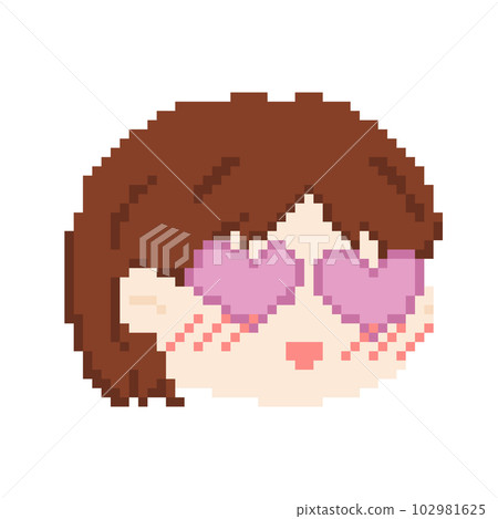 Girl with Heart-Eyes Icon, Pixel 8 bit style 102981625