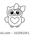 Vector illustration of owl isolated on white background. For kids coloring book. 102981941