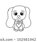 Cute dog animal cartoon illustration vector, for kids coloring book. 102981942