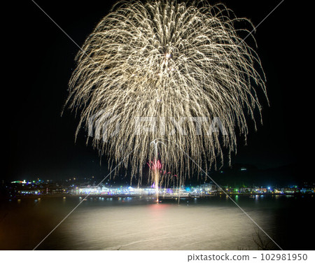 Kuchinotsu Port illuminated by fireworks 102981950